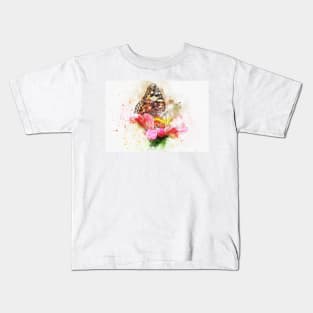 butterfly on flowers Kids T-Shirt